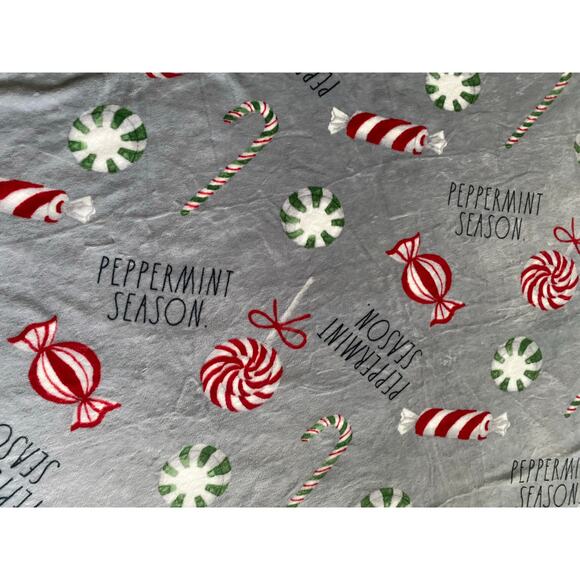 Rae Dunn Christmas Plush Throw Blanket "Peppermint Season" 50x70 - Picture 6 of 8